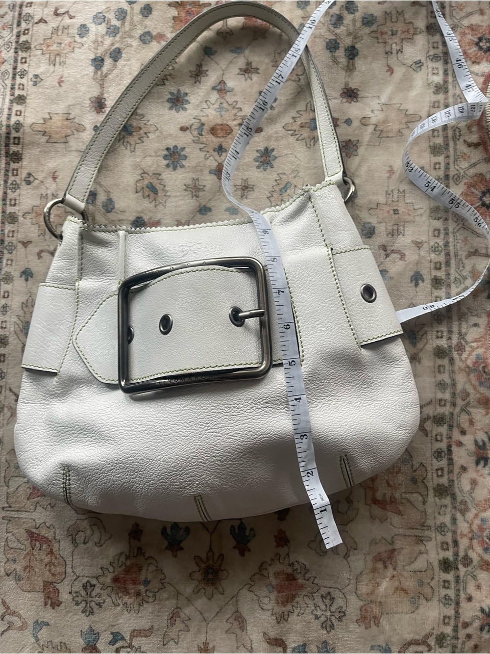 Anya Hindmarch White Leather Y2K Shoulder Bag with Oversized Buckle - Picture 8 of 12